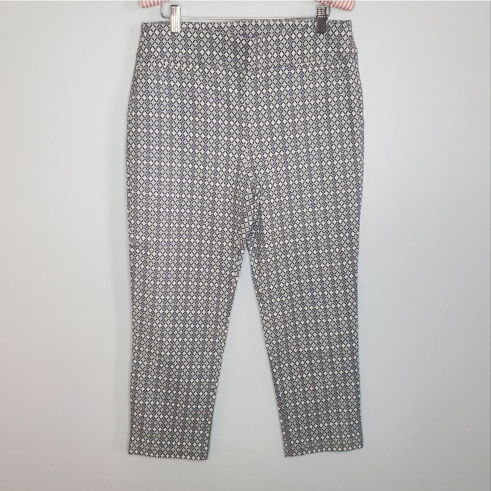 Attyre 14 Petite Pants Ankle Cropped Multicolor Diamond Print Geometric